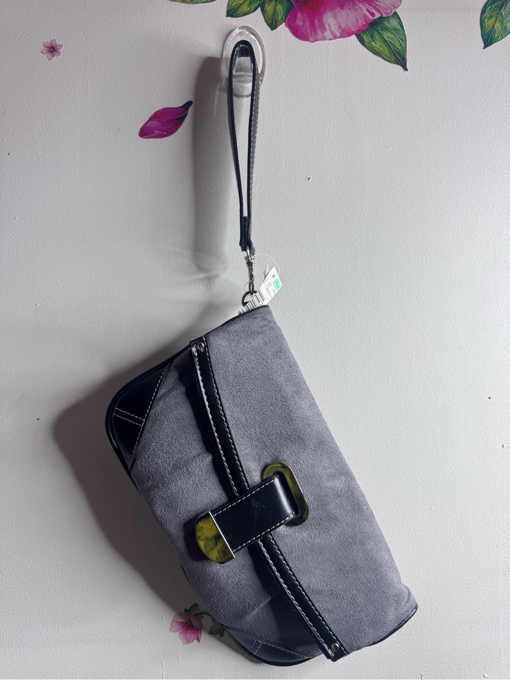 Gray Suede Wristlet Clutch - Unbranded